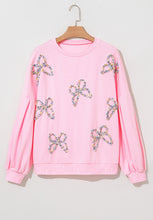 Load image into Gallery viewer, Bow Round Neck Long Sleeve Sweatshirt
