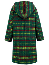 Load image into Gallery viewer, Plaid Long Sleeve Hooded Coat with Pockets