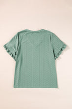 Load image into Gallery viewer, Plus Size Eyelet V-Neck Petal Sleeve Blouse