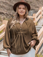 Load image into Gallery viewer, Plus Size Tie Neck Long Sleeve Blouse