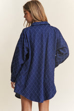 Load image into Gallery viewer, J.NNA Rhombus Stitched Button Up Denim Shacket
