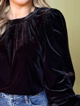 Load image into Gallery viewer, Ruched Round Neck Long Sleeve Blouse