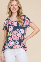 Load image into Gallery viewer, BOMBOM Floral Round Neck Short Sleeve T-Shirt