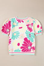 Load image into Gallery viewer, Flower V-Neck Puff Sleeve Sweater