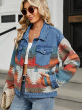 Load image into Gallery viewer, Geometric Button Up Long Sleeve Denim Jacket