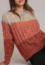 Load image into Gallery viewer, Cable-Knit Color Block Round Neck Long Sleeve Sweater