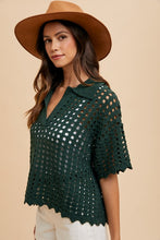Load image into Gallery viewer, Annie Wear Openwork Johnny Collar Knit Cover Up