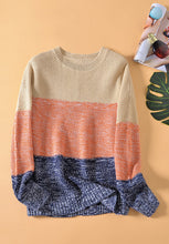 Load image into Gallery viewer, Color Block Round Neck Long Sleeve Sweater