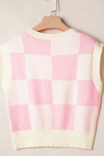 Load image into Gallery viewer, Bow Checkered Round Neck Sweater Vest