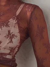 Load image into Gallery viewer, Lace Mock Neck Long Sleeve Blouse