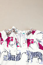 Load image into Gallery viewer, Printed Tie Neck Long Sleeve Blouse