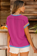 Load image into Gallery viewer, Color Block Round Neck Cap Sleeve T-Shirt