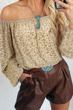Load image into Gallery viewer, Leopard Off-Shoulder Long Sleeve Blouse