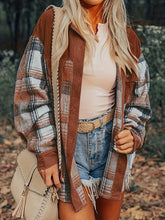 Load image into Gallery viewer, Plaid Collared Neck Button Up Shacket