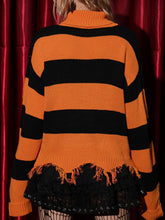 Load image into Gallery viewer, Raw Hem Contrast Turtleneck Long Sleeve Sweater