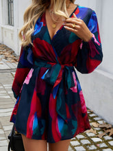 Load image into Gallery viewer, Tied Surplice Long Sleeve Romper