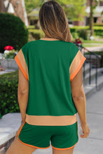 Load image into Gallery viewer, Contrast Round Neck Top and Shorts Set