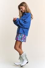 Load image into Gallery viewer, J.NNA Snap Down Long Sleeve Denim Shacket