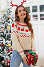 Load image into Gallery viewer, Angel Wings Apples Graphic Round Neck Long Sleeve Sweater