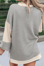 Load image into Gallery viewer, Color Block Collared Neck Long Sleeve Top