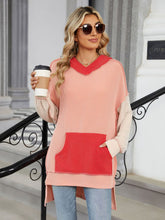 Load image into Gallery viewer, Double Take Contrast Hooded Long Sleeve Top