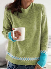 Load image into Gallery viewer, Contrast Round Neck Long Sleeve Sweater