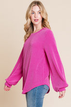Load image into Gallery viewer, BOMBOM Long Sleeve Curved Hem Ribbed T-Shirt