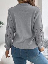 Load image into Gallery viewer, Openwork Round Neck Long Sleeve Sweater
