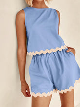 Load image into Gallery viewer, Contrast Rickrack Trim Sleeveless Top and Shorts Set