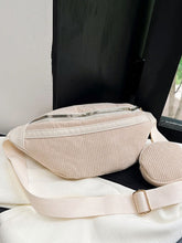 Load image into Gallery viewer, Corduroy Adjustable Strap Crossbody Bag with Pouch