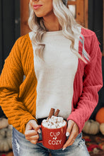 Load image into Gallery viewer, Color Block Textured Drop Shoulder Sweater