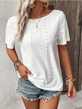 Load image into Gallery viewer, Lace Detail Eyelet Short Sleeve Blouse