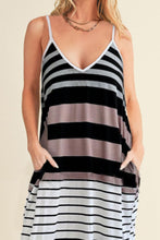 Load image into Gallery viewer, Pocketed Striped V-Neck Sleeveless Cami Dress