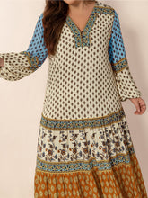 Load image into Gallery viewer, Plus Size Printed V-Neck Balloon Sleeve Maxi Dress