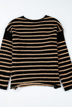 Load image into Gallery viewer, Stripe Drop Shoulder Round Neck Sweater