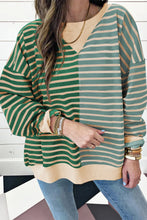 Load image into Gallery viewer, Contrast Stripes Round Neck Long Sleeve Sweatshirt