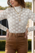 Load image into Gallery viewer, Lace Mock Neck Long Sleeve Top