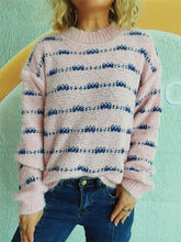 Load image into Gallery viewer, Striped Round Neck Long Sleeve Sweater