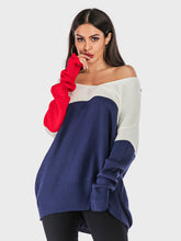 Load image into Gallery viewer, Perfee Contrast V-Neck Long Sleeve Knit Top