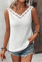Load image into Gallery viewer, Lace Detail Textured V-Neck Tank