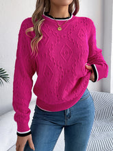 Load image into Gallery viewer, Contrast Trim Round Neck Long Sleeve Sweater