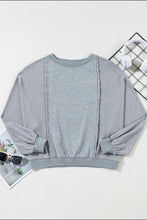 Load image into Gallery viewer, Raw Hem Round Neck Long Sleeve Sweatshirt
