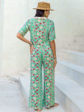 Load image into Gallery viewer, Printed Half Sleeve Top and Wide Leg Pants Set