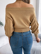 Load image into Gallery viewer, Cable Knit Off-Shoulder Long Sleeve Sweater