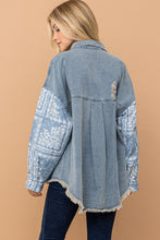 Load image into Gallery viewer, And The Why Full Size Paisley Print Quilted Sleeves Denim Jacket