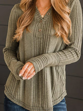 Load image into Gallery viewer, Textured V-Neck Long Sleeve T-Shirt