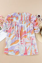 Load image into Gallery viewer, Smocked Round Neck Short Sleeve Blouse