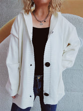 Load image into Gallery viewer, Dropped Shoulder Long Sleeve Hooded Cardigan