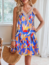 Load image into Gallery viewer, Lace Detail Printed V-Neck Sleeveless Dress