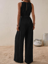 Load image into Gallery viewer, Tied Surplice Sleeveless Wide Leg Jumpsuit